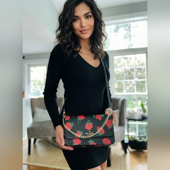 Kate Spade Madison Rose Toss Printed Flap Crossbody - Picture 9 of 10